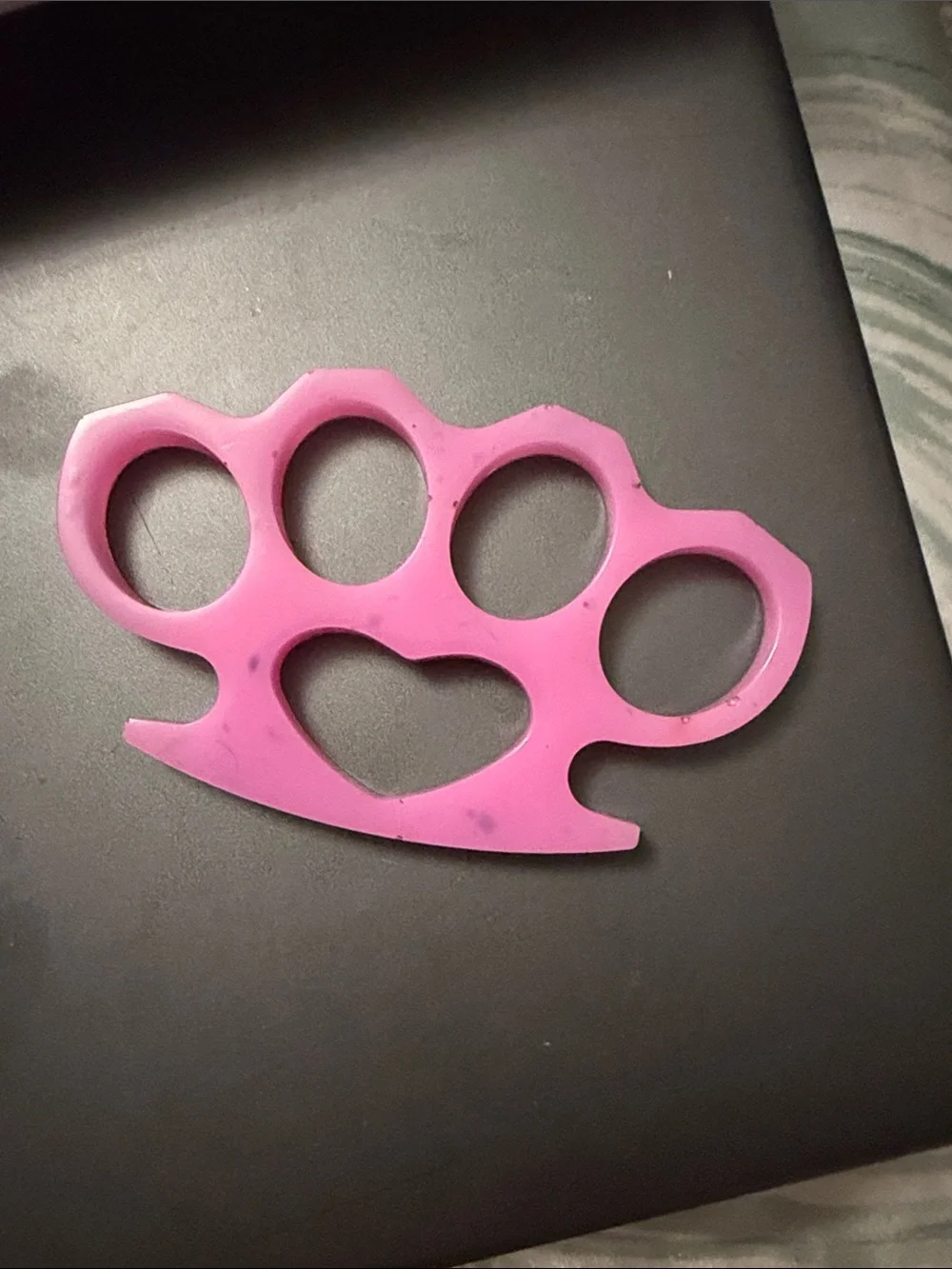 Pink Heart Knuckle Duster Keychain Accessory